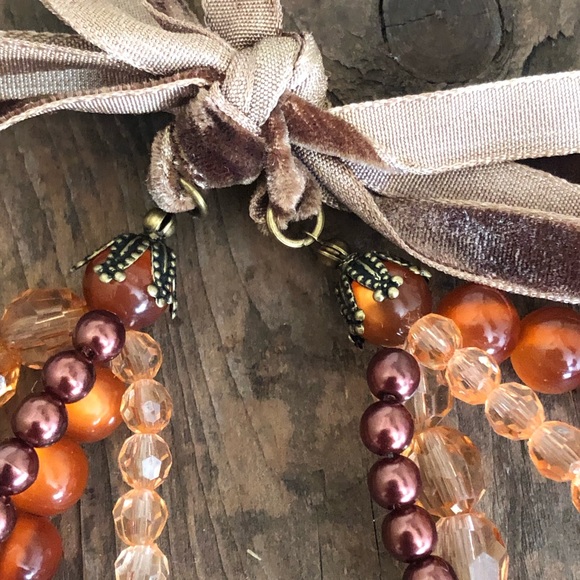 Rustic Orange Layered Beaded Necklace Forever21 - Picture 4 of 5